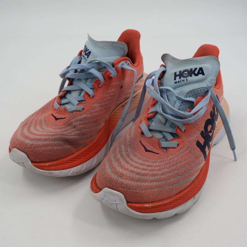 Hoka Mach 5 Running Shoes Womens 7 Copper Papaya Orange Blue 1127894 CPPE